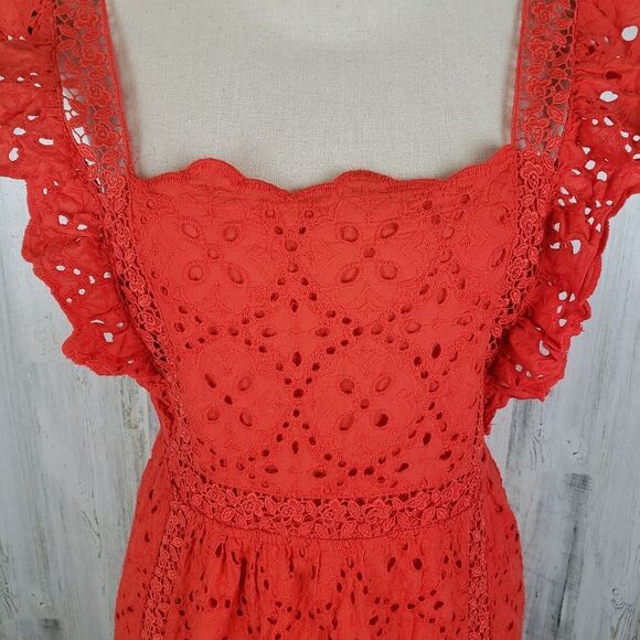 Betsey Johnson Red Eyelet Dress Sz 10 - Picture 5 of 11